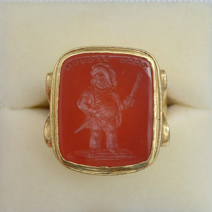Victorian Antique Falstaff Carnelian Signet Ring
