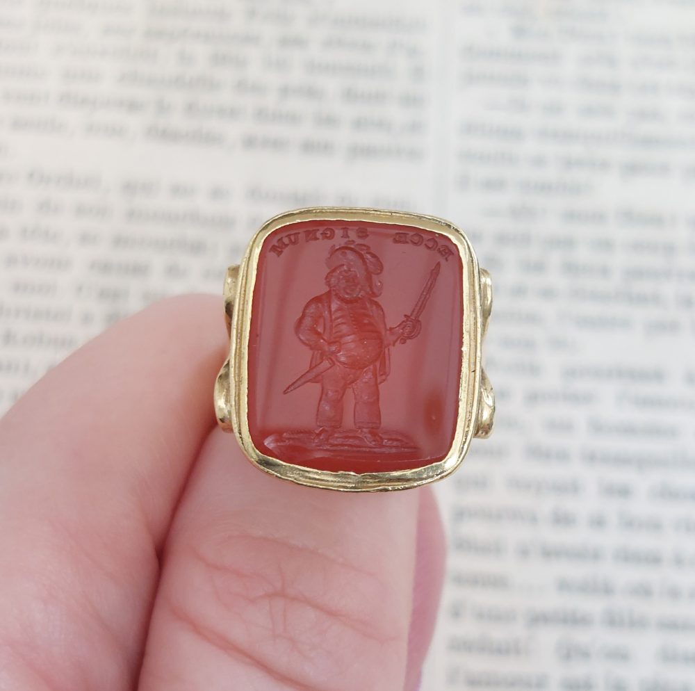 Victorian Antique Falstaff Carnelian Signet Ring