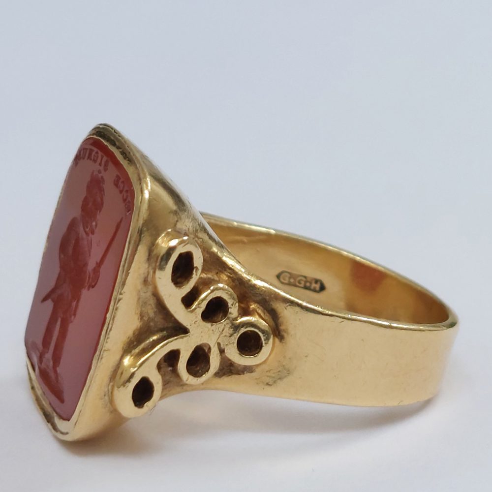 Victorian Antique Falstaff Carnelian Signet Ring