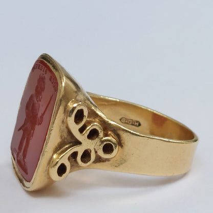 Victorian Antique Falstaff Carnelian Signet Ring