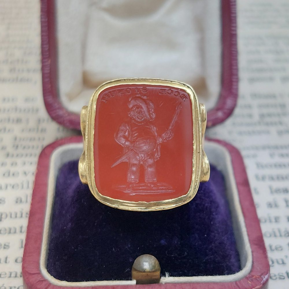 Victorian Antique Falstaff Carnelian Signet Ring