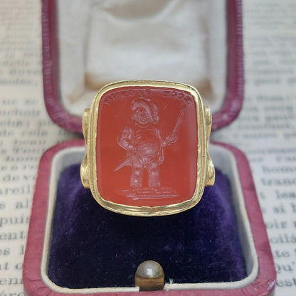 Victorian Antique Falstaff Carnelian Signet Ring