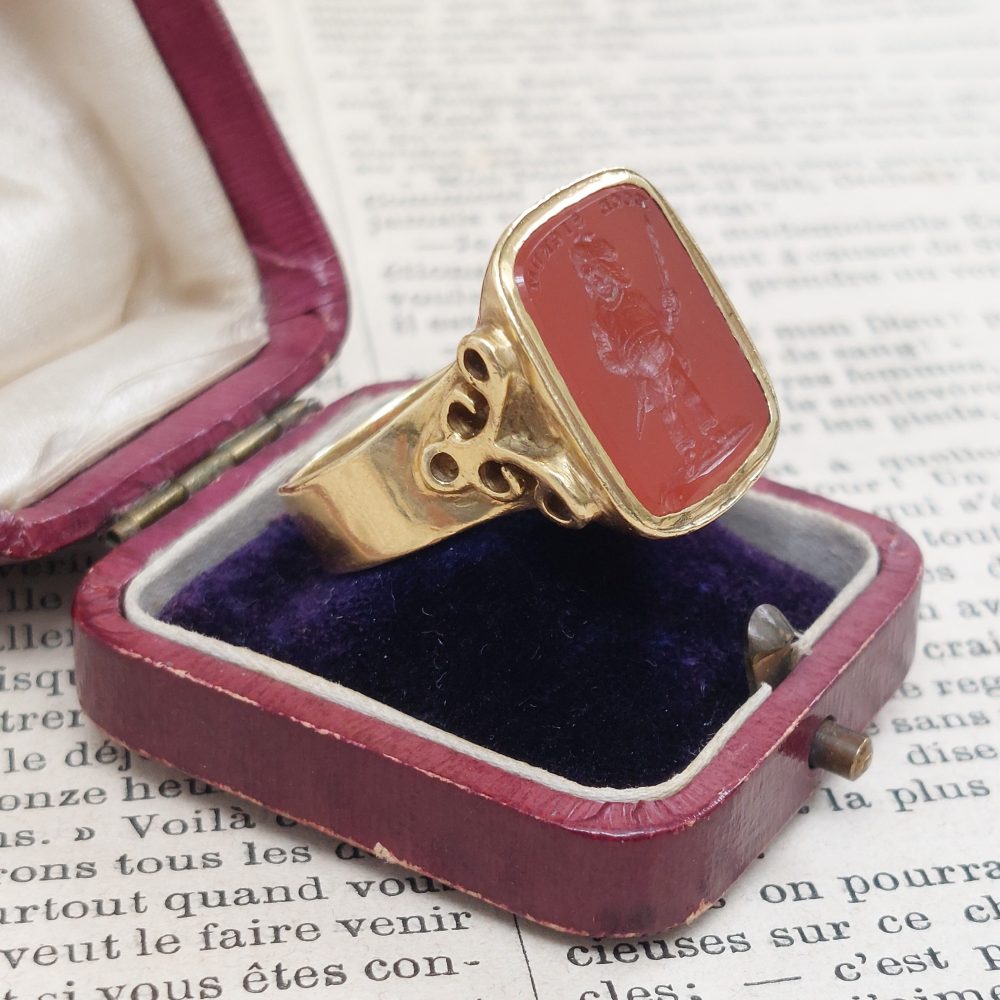 Victorian Antique Falstaff Carnelian Signet Ring