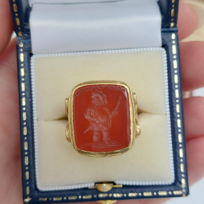 Victorian Antique Falstaff Carnelian Signet Ring