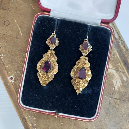 Victorian Antique Garnet Drop Earrings