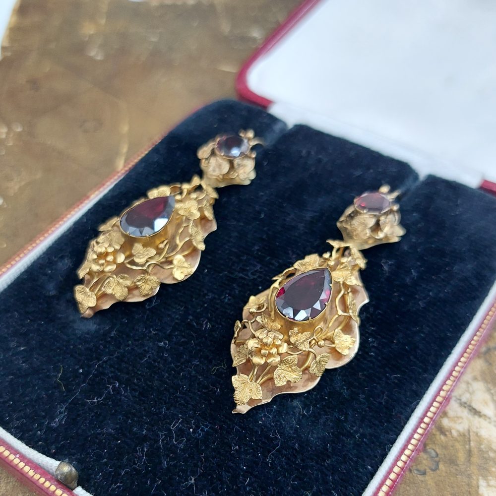 Victorian Antique Garnet Drop Earrings