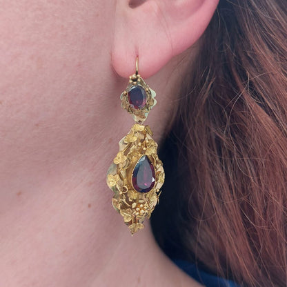 Victorian Antique Garnet Drop Earrings