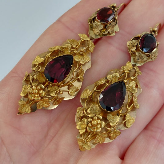 Victorian Antique Garnet Drop Earrings