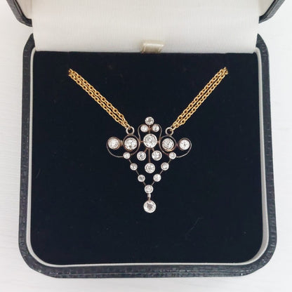 Victorian Antique Old Cut Diamond Pendant Necklace, 2cts