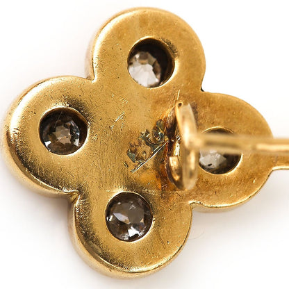 Antique Victorian Cabochon Turquoise and 0.60ct Old Cut Diamond Quatrefoil Cluster Drop Earrings in 18ct Yellow Gold