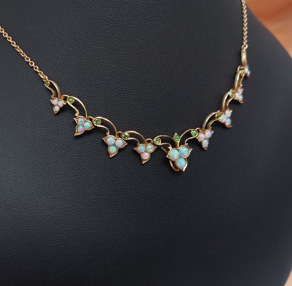 Victorian Antique Opal and Demantoid Garnet Necklace