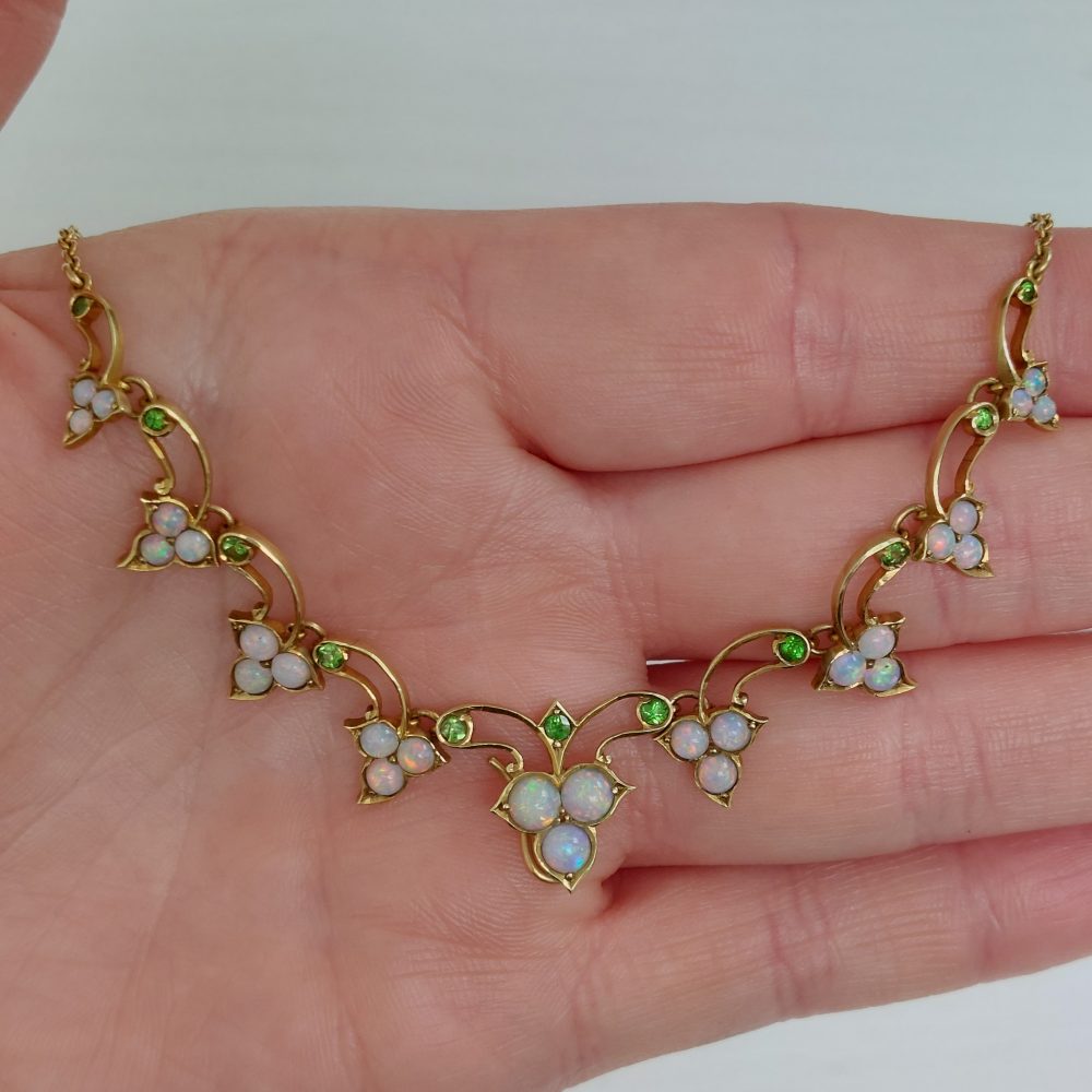 Victorian Antique Opal and Demantoid Garnet Necklace