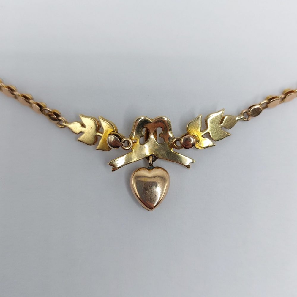 Victorian Antique Pearl Set Heart Necklace