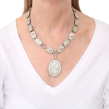 Victorian Antique Silver Link Chain Locket Pendant Necklace