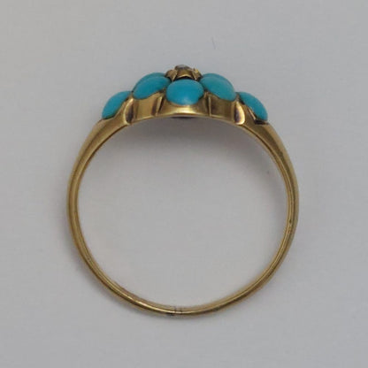 Victorian Antique Turquoise and Rose Diamond Ring