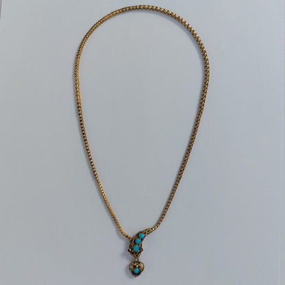 Victorian Antique Turquoise and Ruby Snake Necklace