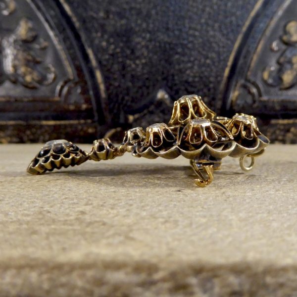 Victorian Black Enamel and Rose Cut Diamond Mourning Pendant Brooch