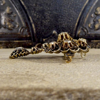 Victorian Black Enamel and Rose Cut Diamond Mourning Pendant Brooch