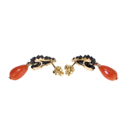 Victorian Coral and Diamond Drop Earrings 2