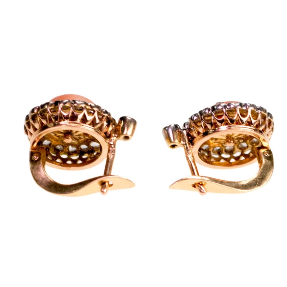 Victorian Coral and Diamond Earrings 3