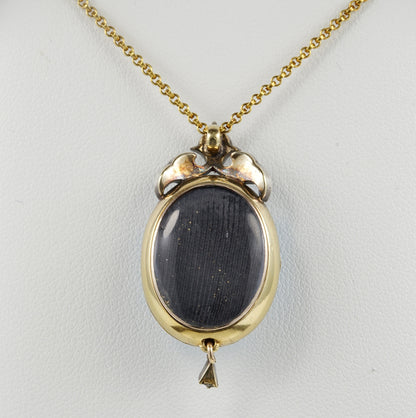 Antique Victorian Diamond and Robin Egg Blue Enamel Locket Pendant, locket compartment window to reverse