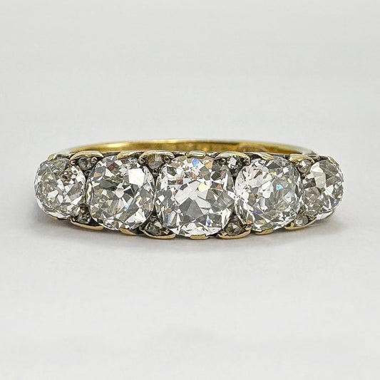 Antique Victorian Five Stone Old Cut Diamond Ring