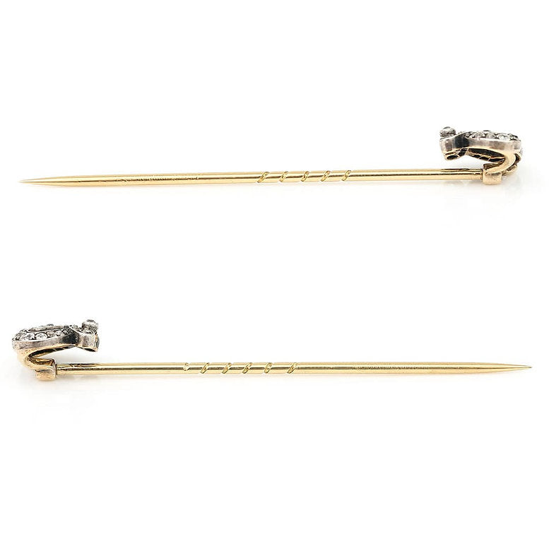 Victorian Antique 0.40ct Old Cut Diamond Crown Stick Pin Brooch