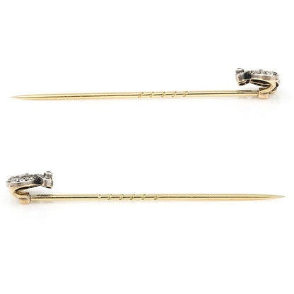 Victorian Antique 0.40ct Old Cut Diamond Crown Stick Pin Brooch