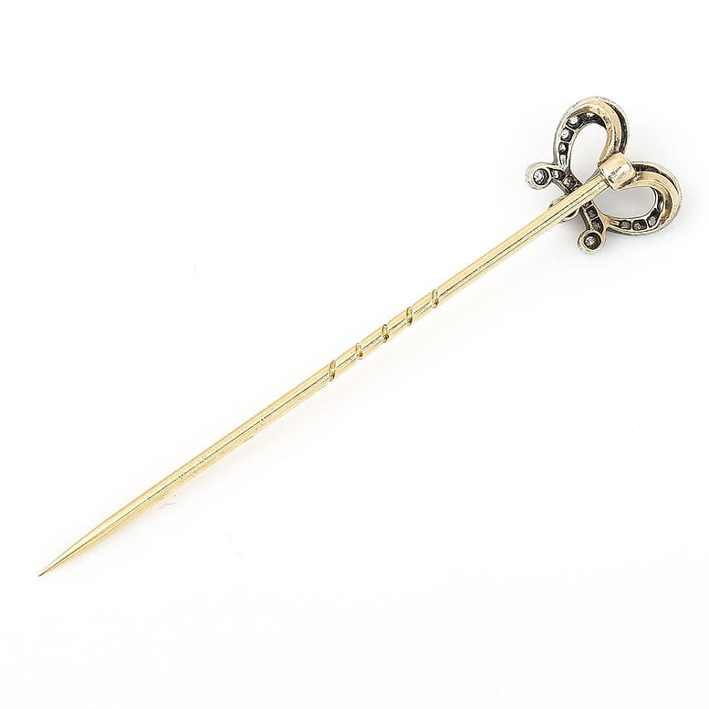 Victorian Antique 0.40ct Old Cut Diamond Crown Stick Pin Brooch
