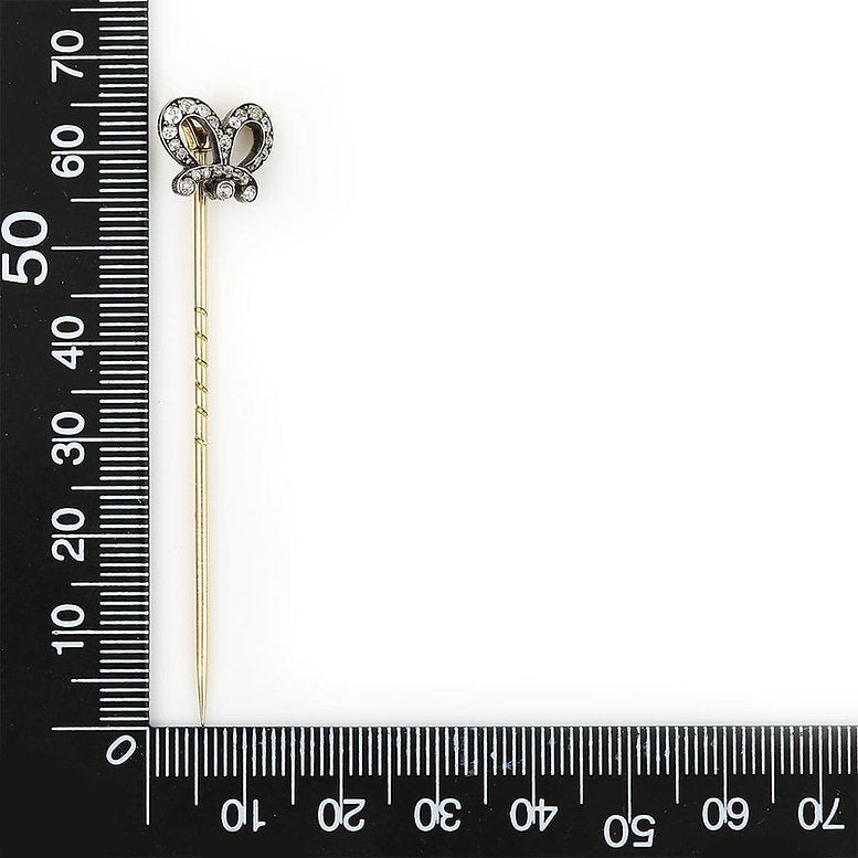 Victorian Antique 0.40ct Old Cut Diamond Crown Stick Pin Brooch