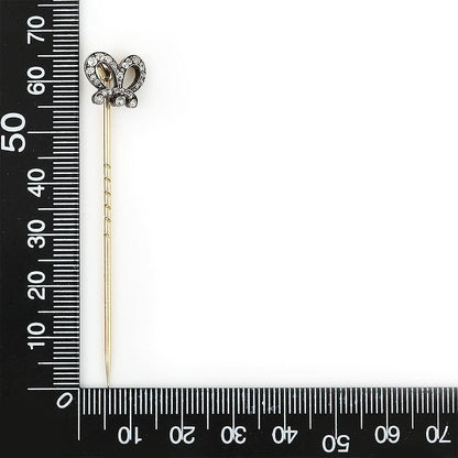 Victorian Antique 0.40ct Old Cut Diamond Crown Stick Pin Brooch