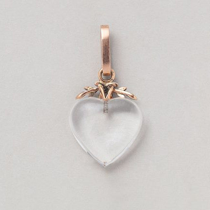 Victorian Antique Rock Crystal Heart Pendant with Diamonds