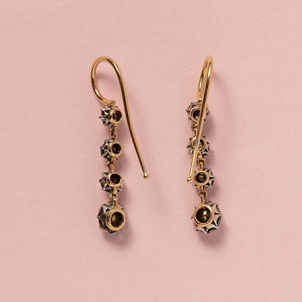 Victorian Antique Rose Cut Diamond Drop Earrings