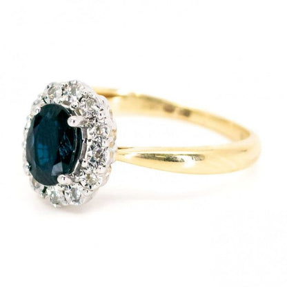 Victorian Style 1.20ct Sapphire and Diamond Oval Cluster Ring