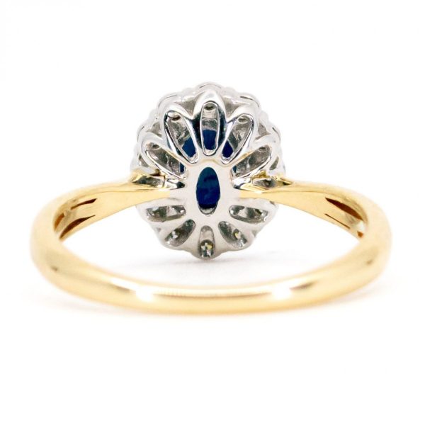 Victorian Style 1.20ct Sapphire and Diamond Oval Cluster Ring