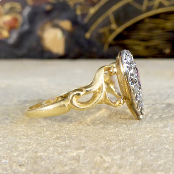 Victorian Style Amethyst and Rose Cut Diamond Heart Ring