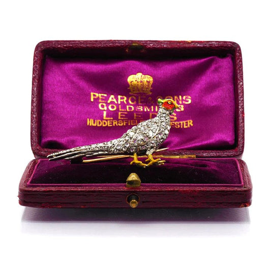 Victorian Antique Diamond Pheasant Brooch