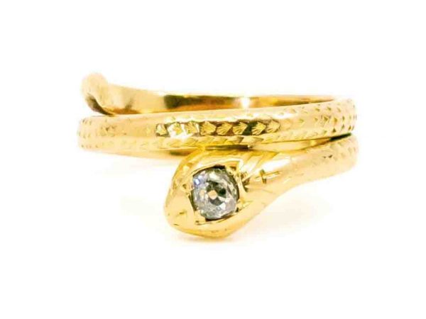 Victorian Antique gold snake diamond ring
