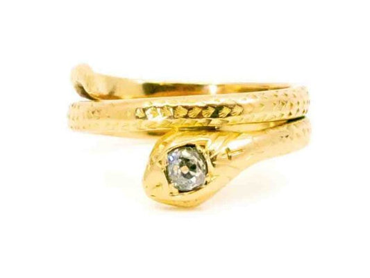 Victorian Antique gold snake diamond ring