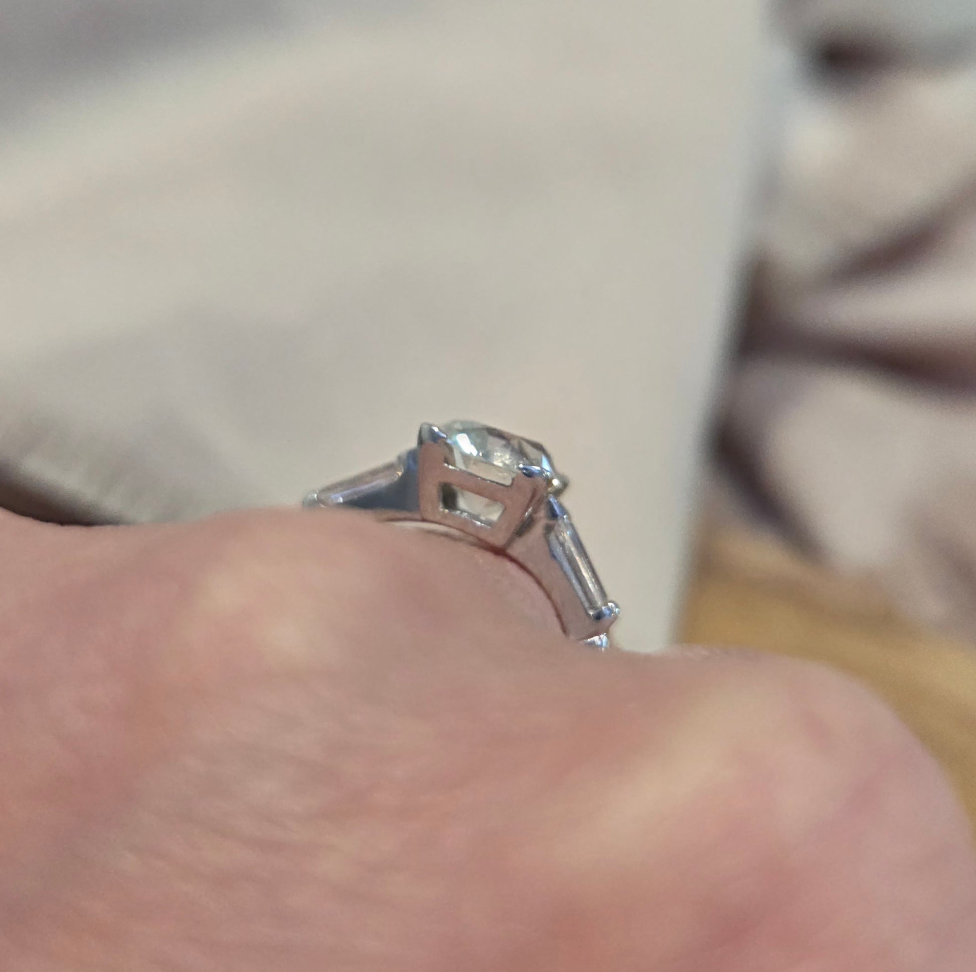 Antique Art Deco Single Stone Old Mine Cushion Diamond Engagement Ring, 2.20cts