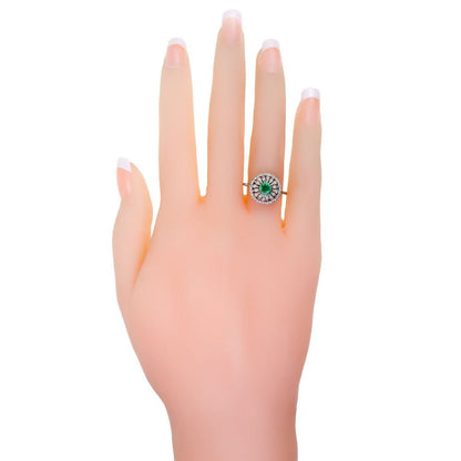 Vintage 0.25ct Emerald and Diamond Cluster Ring