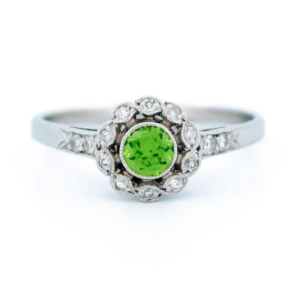 Vintage 0.30ct Demantoid and Diamond Cluster Ring