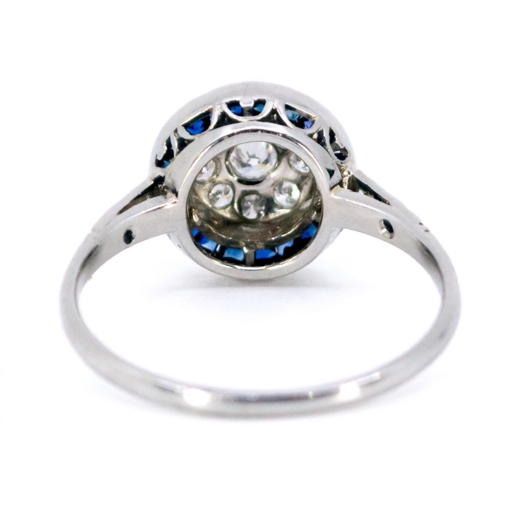 Vintage 0.40ct Diamond and Sapphire Target Cluster Ring