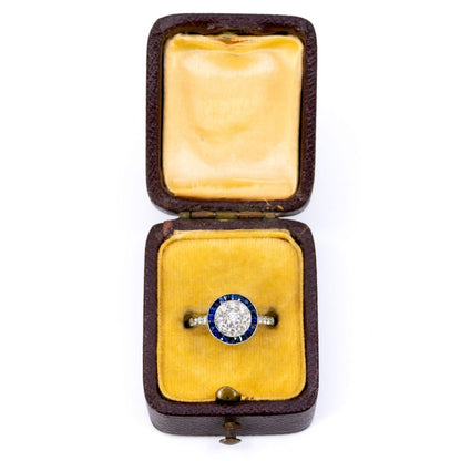 Vintage 0.40ct Diamond and Sapphire Target Cluster Ring
