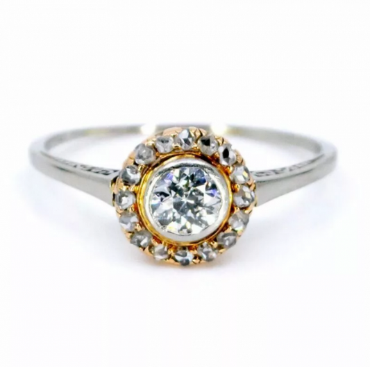 Vintage 0.40ct Old European Cut Diamond 18ct Ring