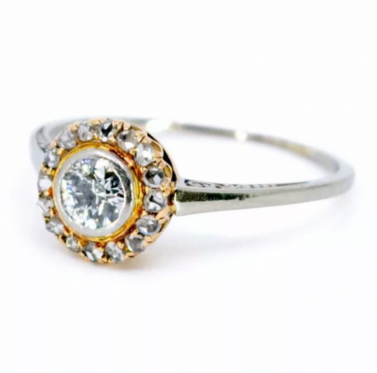 Vintage 0.40ct Old European Cut Diamond 18ct Ring