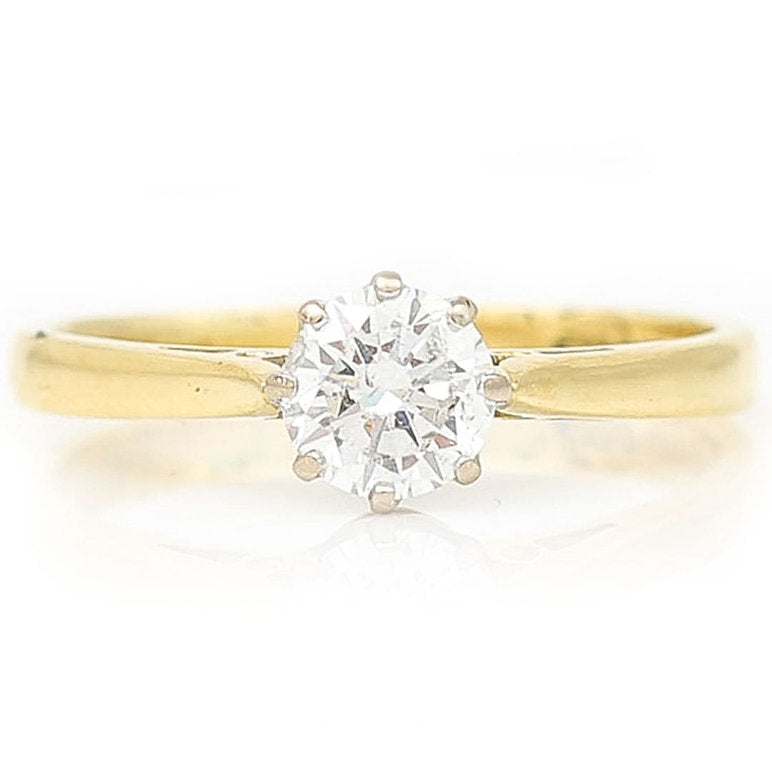 Vintage 0.60ct Brilliant Cut Diamond Solitaire Engagement Ring in 18ct Gold and Platinum