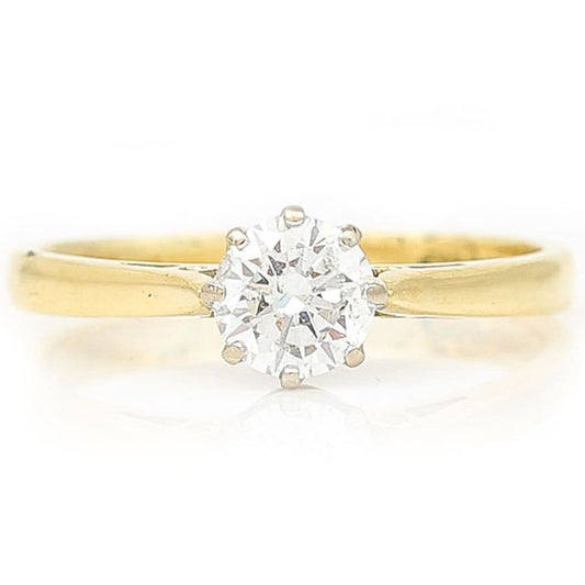 Vintage 0.60ct Brilliant Cut Diamond Solitaire Engagement Ring in 18ct Gold and Platinum