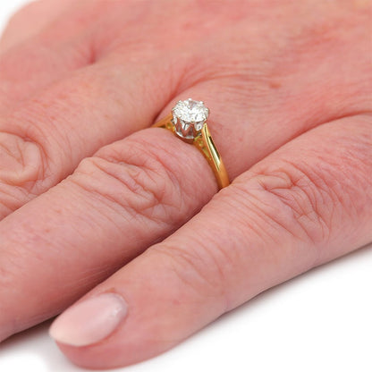 Vintage 0.60ct Brilliant Cut Diamond Solitaire Engagement Ring in 18ct Gold and Platinum