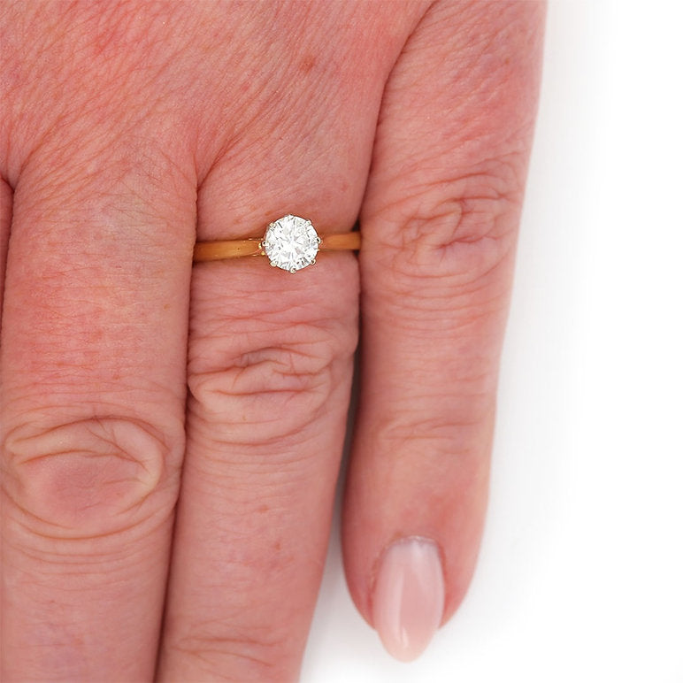 Vintage 0.60ct Brilliant Cut Diamond Solitaire Engagement Ring in 18ct Gold and Platinum